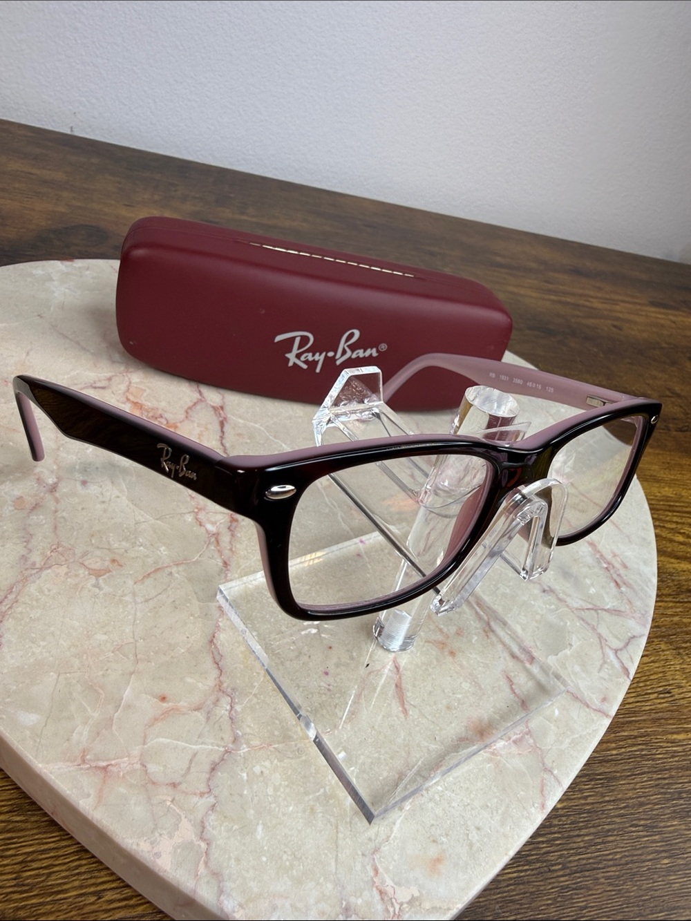 Ray-Ban Burgundy RX Glasses & Case